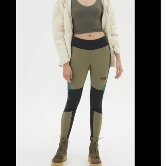 NWOT North Face Womens Steep Tech High Rise Flece Tights/Leggings Green/Black S - Picture 10 of 15